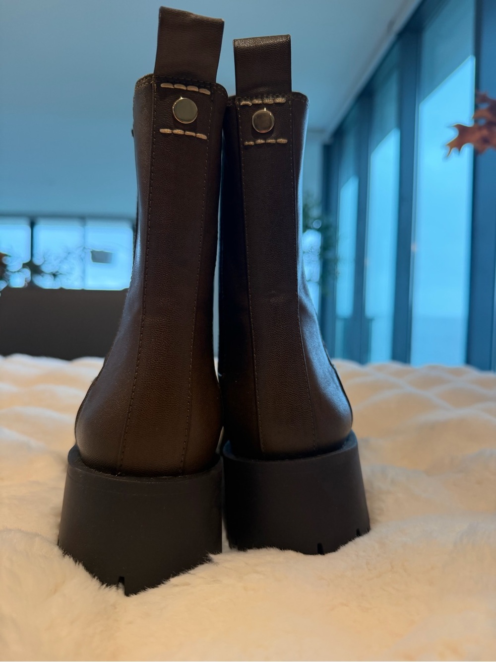 Zara Brown Chunky Lug Chelsea Ankle Boots - Picture 5 of 9